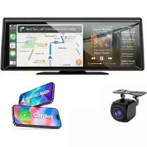 8.1인치 휴대용 무선 CarPlay 스테레오 2K 대시캠 및 1080P 백업캠 CarPlay/Android Auto 음성 제어 분할