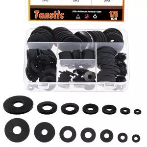 Tanstic 175개입 7가지 크기 검정색 평면 고무 와셔 세트 진동 감쇠 패드 중장비용 그로멧 볼트용 개스킷