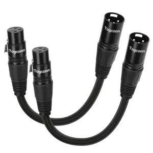 2개 세트 짧은 XLR 마이크 오디오 연장 케이블 0.6피트 3핀 수컷-암컷 커넥터 코드 스피커 녹음 스튜디오