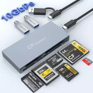 8-in-1 CFexpress 타입 B 카드 리더기 B/CF/XD/MS/TF/SD 10Gbps 멀티 Express Windows/Mac/Linux/Android용