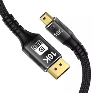 CABLEDECONN Mini DP to DisplayPort 2.1 16K 케이블 1M 3.2FT 8K(7680x4320)@120Hz 1.4 양방향 전송 16k