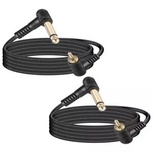 GELRHONR 6.35mm TS to RCA 케이블 1/4 모노 90도 수컷 2M 2팩 직각 오디오 믹서/이펙트 프로세서 및 홈