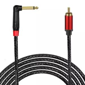 jasavdio 1/4 직각 RCA 오디오 케이블 90도 6.35mm TS 모노 수컷 to 어댑터 기타 앰프 스피커용 10피트