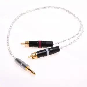 GAGACOCC 8 코어 실버 도금 케이블 4.4mm 수컷 to RCA 밸런스 오디오 어댑터 Sony NW-WM1Z 1A MDR-Z1R