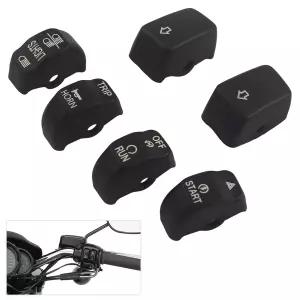 FINMOKAL 6Pcs 블랙 오토바이 핸드 컨트롤 스위치 하우징 버튼 커버 캡 키트 Harley Softail 2011-2015
