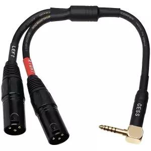 CNCESS 직각 4.4mm 밸런스드 수컷-듀얼 3핀 XLR 헤드폰 케이블 좌우 분리형 오디오 장비용