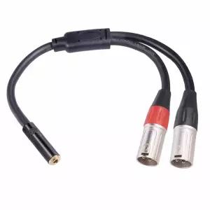 Elecbee 3.5mm 여성용 더블 XLR 3핀 남성 마이크 확장 케이블 오디오 스피커용 0.3M