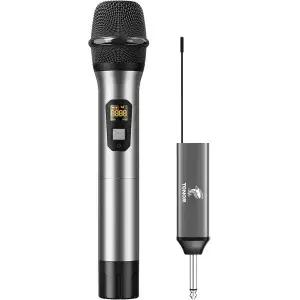 TONOR 무선 마이크 충전식 수신기 포함 시스템 1Mic 15채널 UHF 금속 핸드헬드 노래방 노래 파티 결혼식 DJ