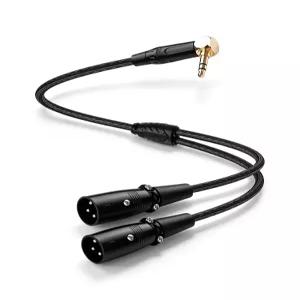 CERRXIAN 90 각도 3.5mm TRS 남성용 듀얼 XLR Y 스플리터 케이블 1피트