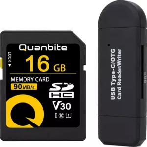 16GB SDHC 카드와 SD 어댑터 2-in-1 리더기 UHS-I 클래스 10 U1 최대 90MB/s A1 듀얼 슬롯 디자인 USB 3.0