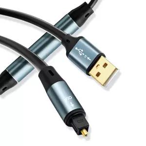 OBISAMTITS 단방향 USB A to Toslink 디지털 광학 오디오 케이블 6FT 수컷 SPDIF 포트 광섬유 어댑터 for
