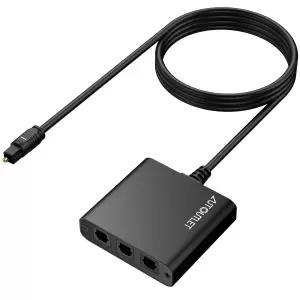 AUTOUTLET 3-Way SPDIF Toslink 광 디지털 오디오 스플리터 수컷 입력 1개에서 암컷 출력 3개 1m 광케이블