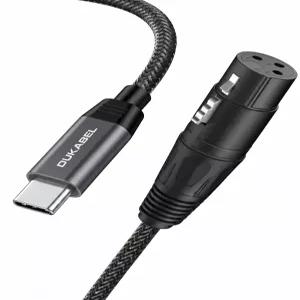 DUKABEL 스마트폰 및 PC용 Type-C to XLR 마이크 케이블 - 4Ft/1.2M 24bit/48KHz 면 나일론 꼬임 녹음