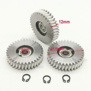 3개입 전기 자전거 35T 47.5x12mm 비스듬한 플래니터리 기어 8mm 베어링 포함 35톱니 나일론 및 강철 허브