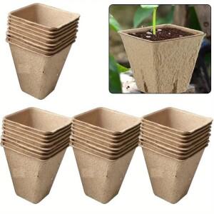 50Pcs 식물 냄비 보육 컵 정원 트레이 생분해 성 종이 펄프 이탄 6/8cm 가방 홈 가든 액세서리