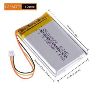3.7V 1800mAh 803450 GPS Corsair Void Pro용 리튬 폴리머 충전식 배터리 JST 1.25mm 3핀 커넥터