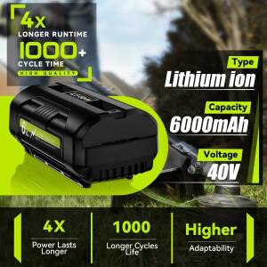 Ryobi OP4050 40V 6000mAh 리튬 이온 교체 배터리 도구 Rechaegeable