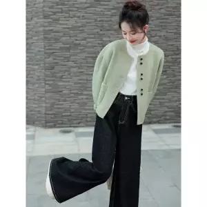엘럽 여성 리버시블 울 코트 봄가을 쇼트 원템