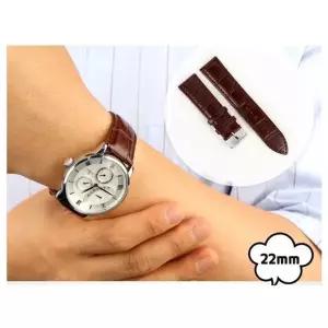 시계줄 인조가죽 다크브라운 22mm 손목시계 교체용-WFQXU5D