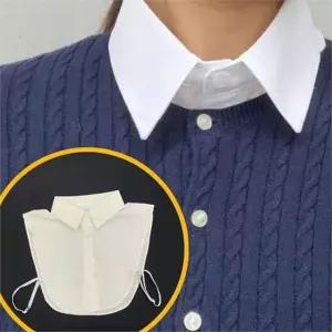 클래식 셔츠 카라 데일리룩 블라우스 레이어드 여성 페이크 셔츠 탈부착 오피스 스트랩 단정한 간절기 남방