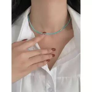 [루즈루나]히바 블루 터키석 은 볼 실버925 레이어드 목걸이
