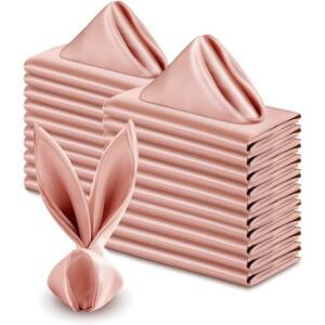 50pcs 30x30cm 로즈 골드 작은 새틴 테이블 냅킨 Placemats 실크 저녁 식사 천 파티 호텔 웨딩 장식