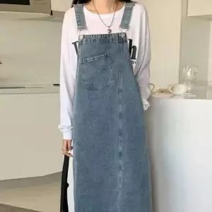 멜빵 데님 원피스 여름 간절기 캐주얼 홈웨어 롱스커트 여성 치마 데일리 스커트 캐주얼멜방