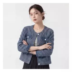 KARRA 스톤버튼노카라데님자켓_A6S0210
