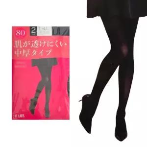 일본직수입 FIT LADY 80D 유발팬티스타킹 2개 L-LL 고탄력 고급 정장 투명 여성 검정 교복