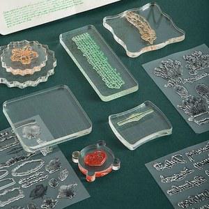 우표 수집 명확한 스탬프를위한 아크릴 블록 고정 마운트 고무 스탬프 DIY Scrapbooking 사진 앨범 장식 수제 도구 패드