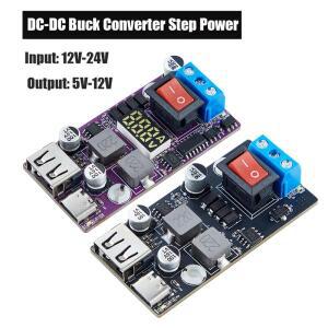 DC-DC 24V/12V 5V 5A로 변환 스텝 다운 전원 기 버크 컨버터 LM2596S 호환 조절식 USB 충전 모듈 휴대폰용