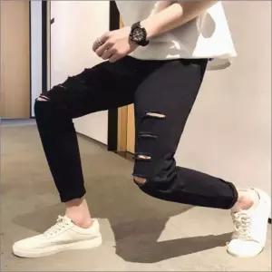 데일리 청바지 슬림핏 블랙데님 스키니진 찢청 남자 블랙진 DA37F