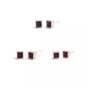 E505 4mm 아메시스트 스퀘어 크리스탈 은침 귀걸이 패션귀걸이 백금칼라 모임 228E8