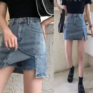 스판 트임 데님 스커트 치마바지 HH-A48 미니청치마 중청 DECB0