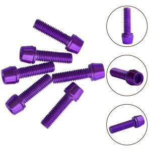 6pcs 자전거 M5 * 18 보라색 핸들 바 나사 물병 케이지 선반 브레이크 부품