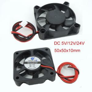 DC 5010 5V/12V/24V 컴퓨터 CPU 쿨러 미니 냉각 팬 50MM 소형 배기 3D 프린터용 2핀 50x50x10mm W1
