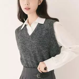 [하프클럽/로엠]V넥 울 니트조끼 (RMVKE11RTA-T)