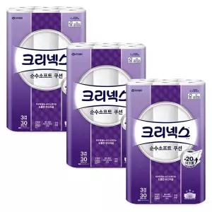 크리넥스 순수 소프트 쿠션 3겹(98mmX30m) 30롤 X 3개