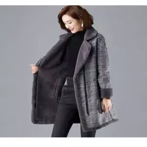 체크 모직코트 퍼자켓 W47150 체크코트 퍼안감