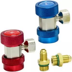 Apeixoto AC R134A 어댑터 피팅 조절식 R-134A 커넥터 1/4인치 퀵 및 매니폴드 게이지 세트