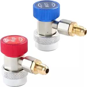 UHANBUT R1234a A/C 냉매 퀵 커플러 어댑터 세트 1/4인치 플레어가 포함된 조절식 고저압 커넥터 에어컨