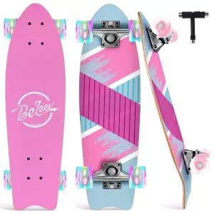 BELEEV 크루저 스케이트보드 68.6cm 7겹 캐나다 단풍나무 더블킥 데크 트릭용