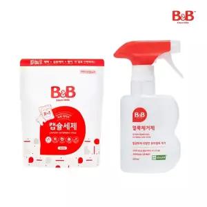[보리보리/비앤비]비앤비 세탁 캡슐세제 30개 + 얼룩제거제 300ml