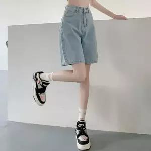 여성 4부 데님팬츠 청반바지 여름 캐주얼 와이드 하프