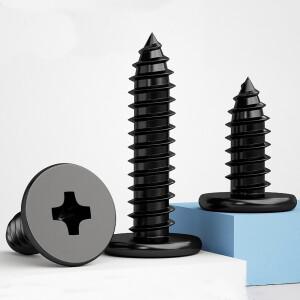 50-200개 블랙 크로스 얇은 평머리 셀프 태핑 나사 M1.2 M2 M2.3 M3 M3.5 M4 탄소강 필립스 호환 목재