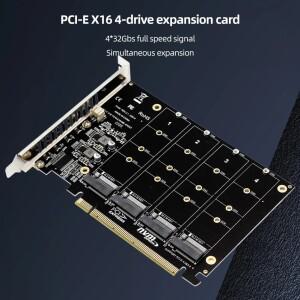 4포트 M.2 NVME SSD-PCIE X16 어댑터 변환기 카드 지원 2230/2242/2260/2280 호스트 컨트롤러 확장 LED 표