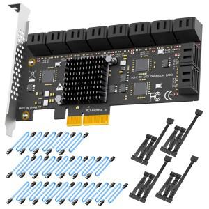 20포트 SATA 3.0 PCIe 확장 카드 데스크탑 PC 서버 NAS용 6Gbps X4 인터페이스 수납함 컨트롤러