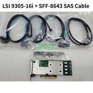 LSI 9305-16i HBA 카드 IT 모드 SAS3224 12Gbps PCIe 3.0 x8 16 포트 SFF-8643 미니 SAS HD 컨트롤러 케이