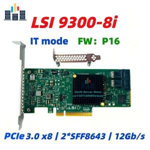 LSI 9300-8i SAS HBA 12Gbps PCIe 3.0 IT 모드 P16 SAS3008 ZFS/FreeNAS SATA/SAS 서버 카드용 LSI00344
