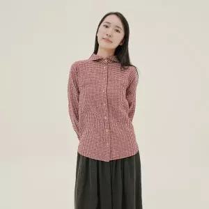 [치키타](센텀시티점)체크 더블코튼 라운드 셔츠 버건디 250816BU